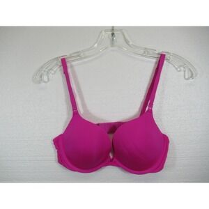 Victoria's Secret PINK Campus Push Up Bra 36B Hot Pink Underwire Padded Satin